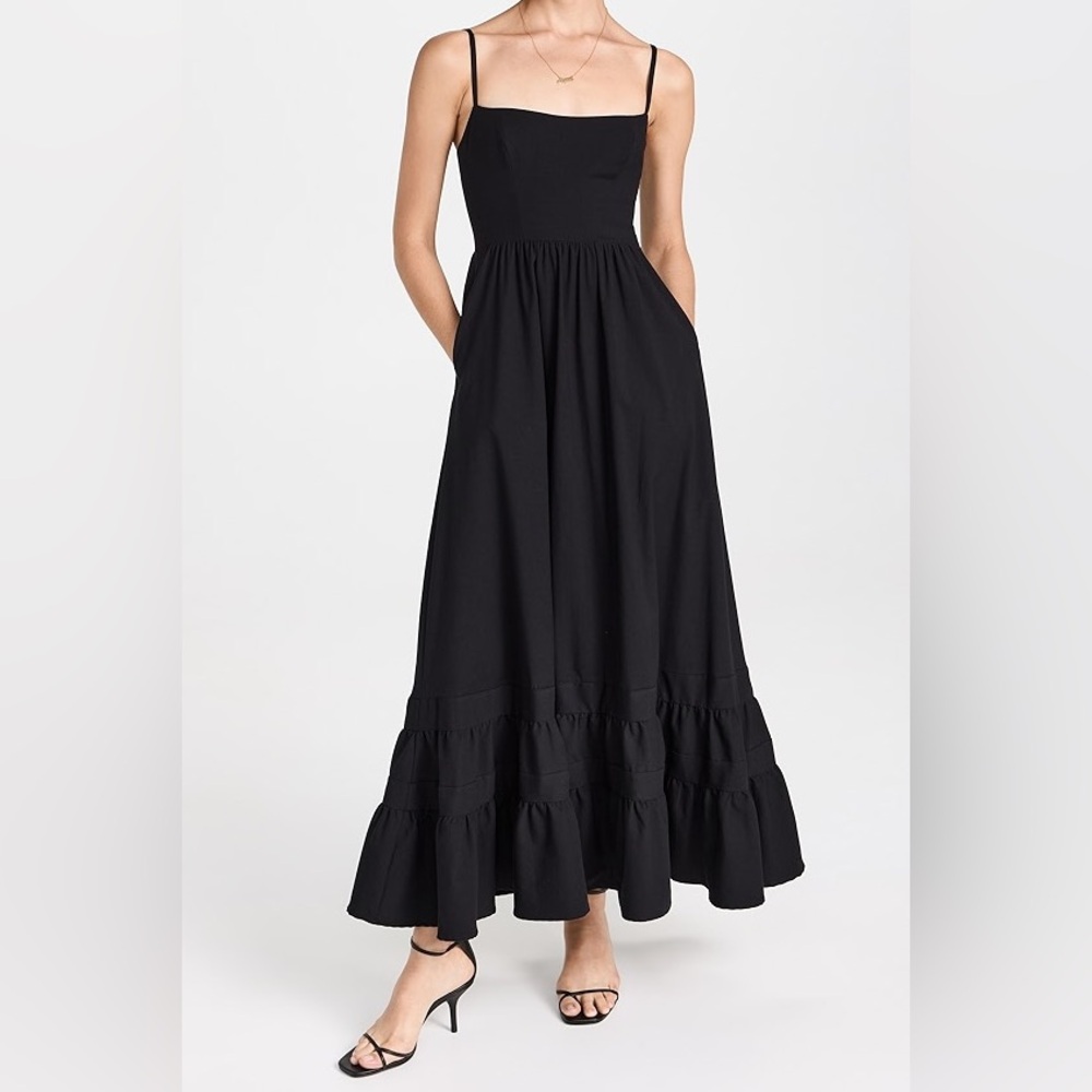Reformation Baina Black Tiered Maxi Dress